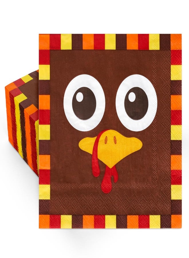 Whaline 80Pcs Thanksgiving Turkey Paper Napkins Funny Turkey Face Disposable Napkins Fall Autumn Luncheon Dinner Napkins for Holiday Birthday Table Decor Party Supplies - Image 1
